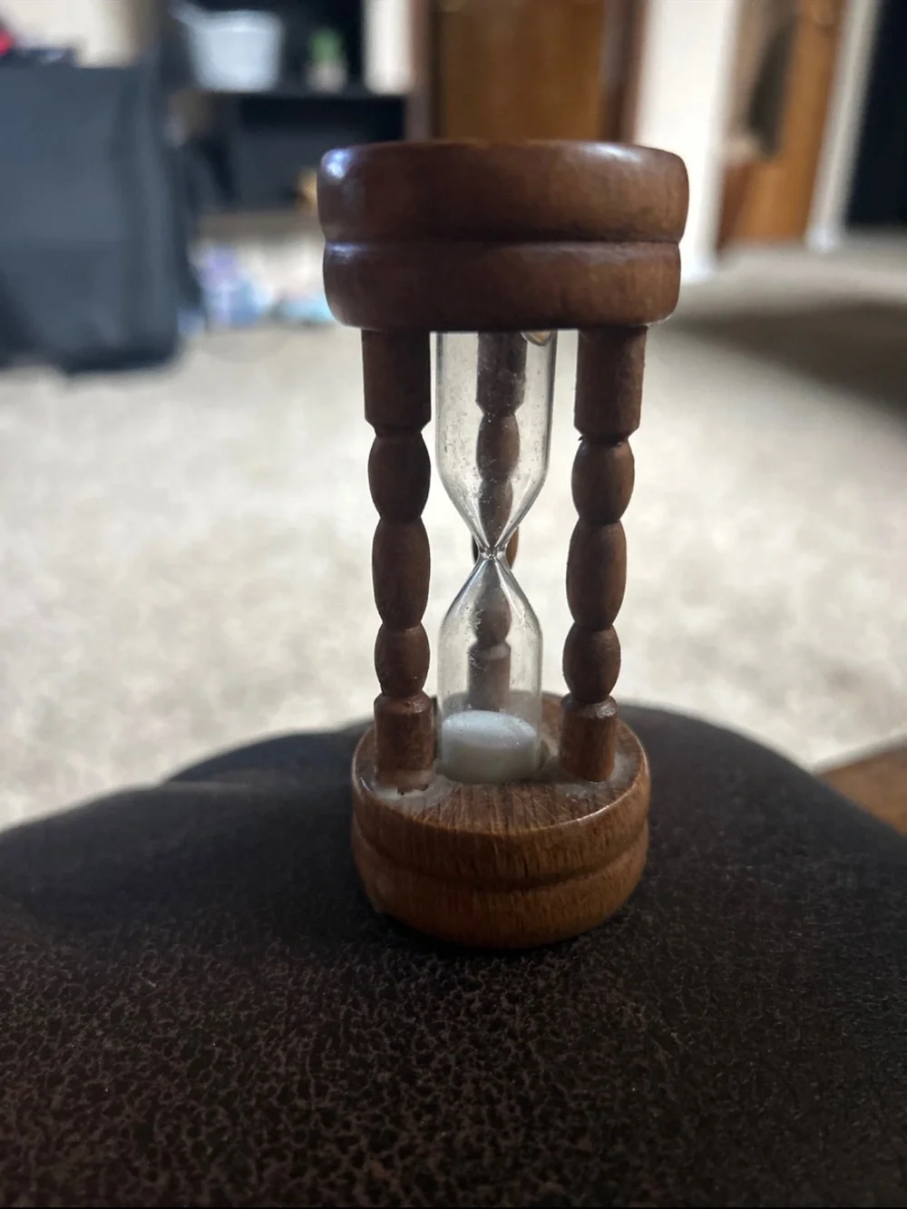 Wooden 3-Minute Hourglass Sand Timer 4” White Sand